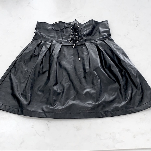 SHEIN Dresses & Skirts - A-Line Pleather Skirt With Faux Corset (Size 4)